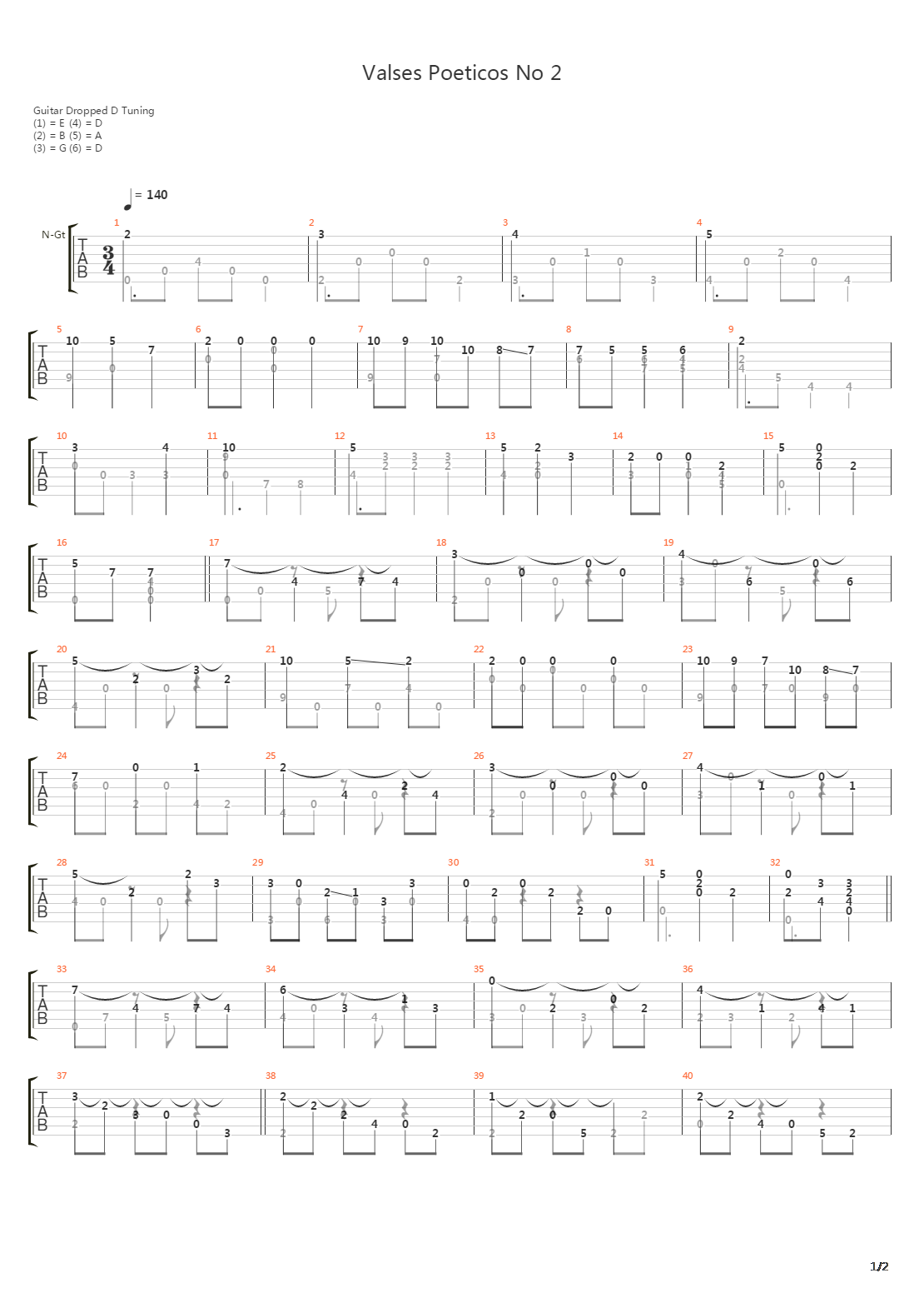 Valses Poeticos No 2吉他谱