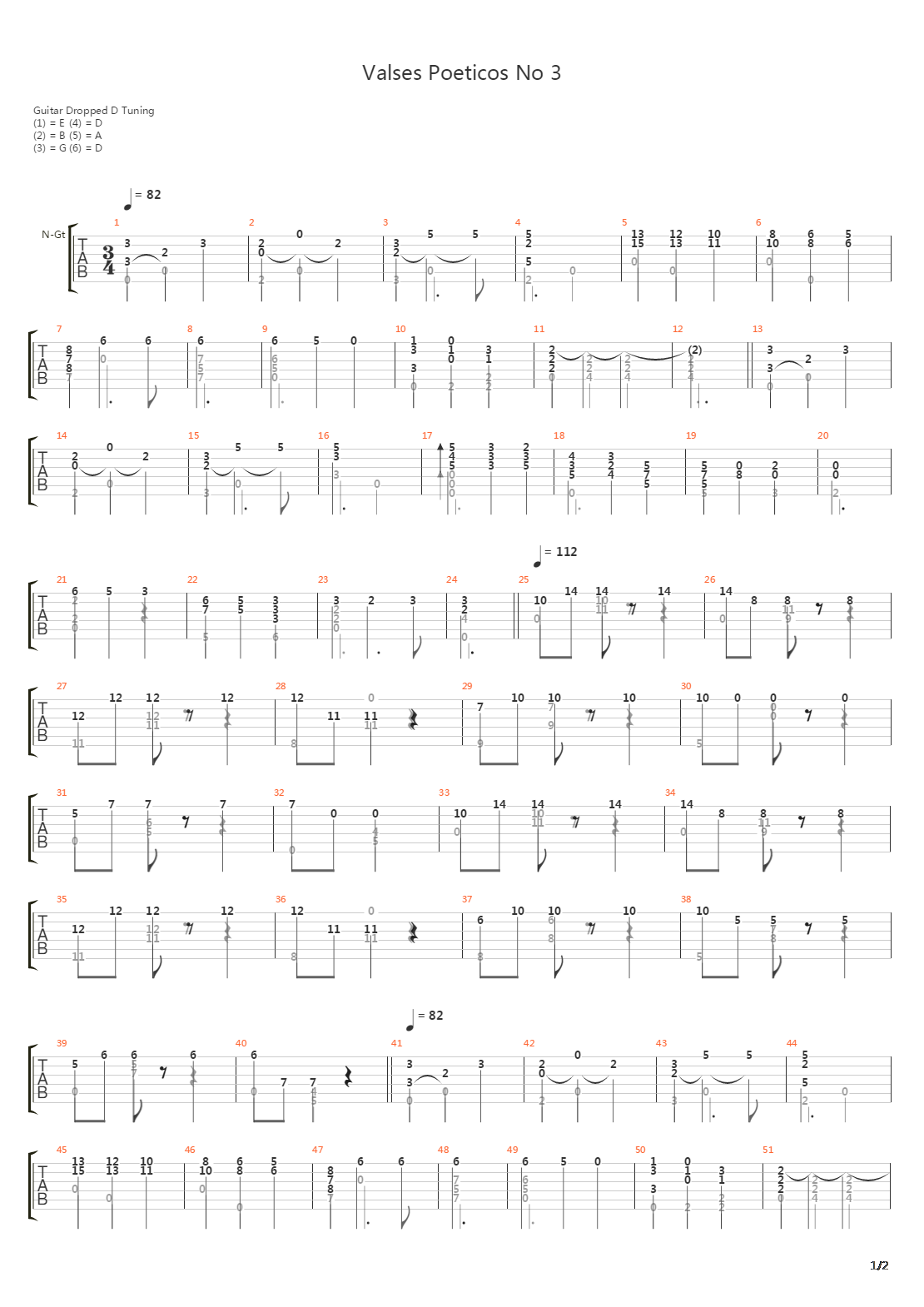 Valses Poeticos No 3吉他谱