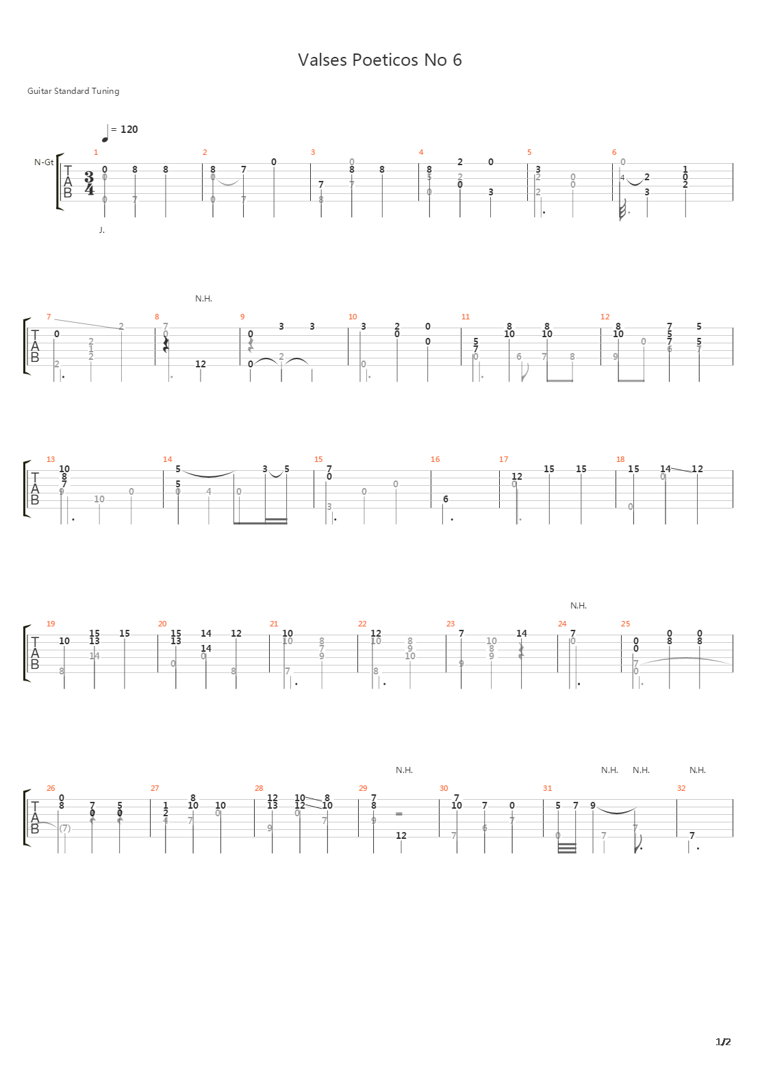 Valses Poeticos No 6吉他谱