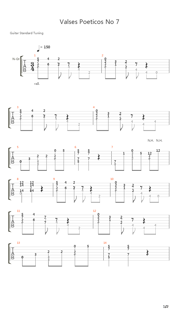 Valses Poeticos No 7吉他谱