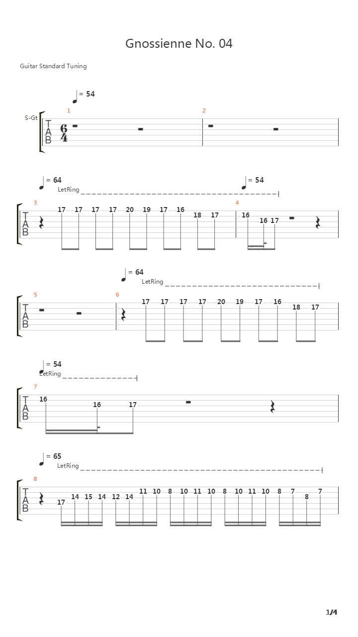 Gnossienne 4吉他谱