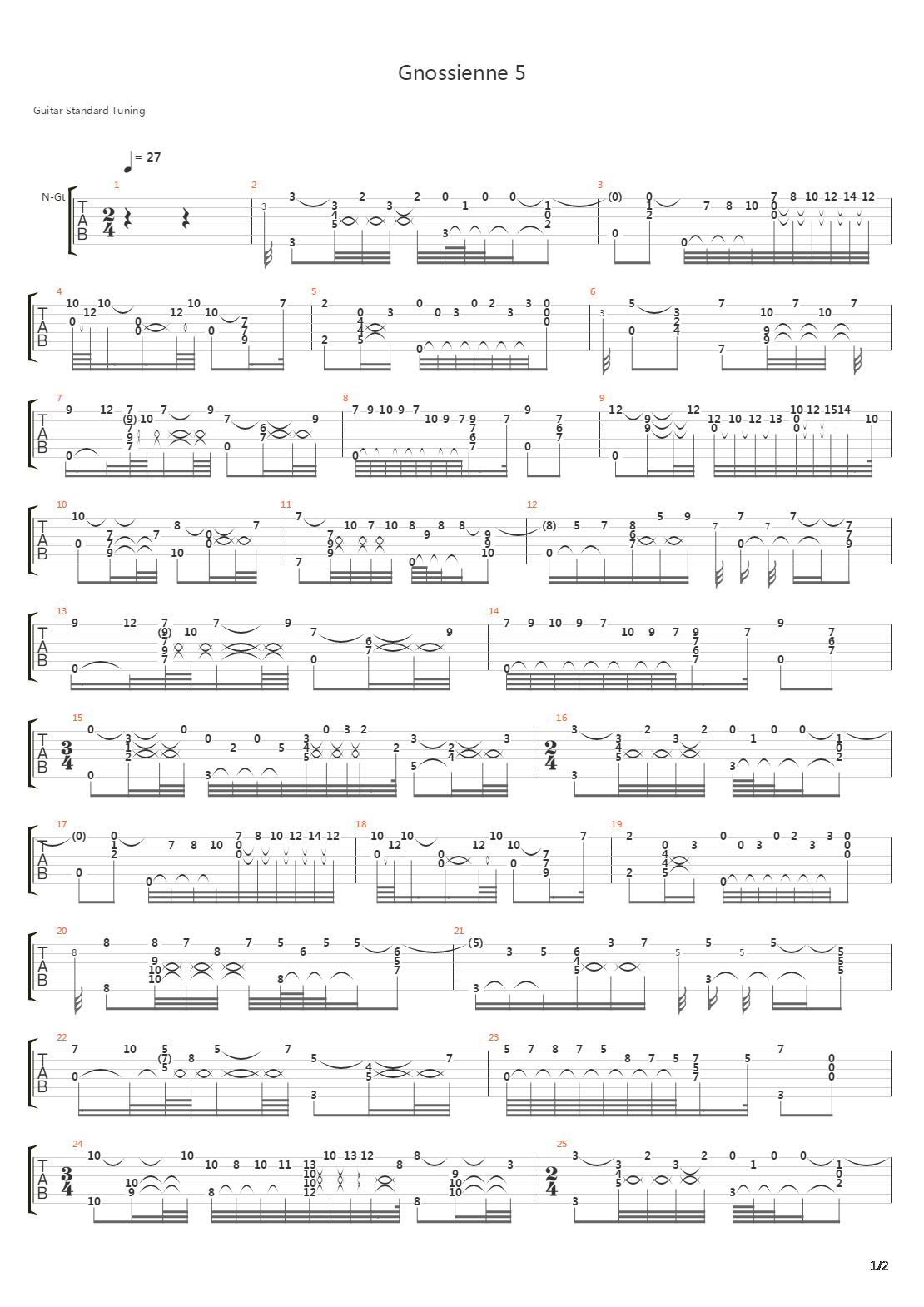 Gnossienne 5吉他谱
