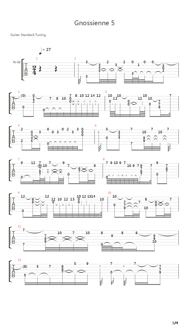 Gnossienne 5吉他谱