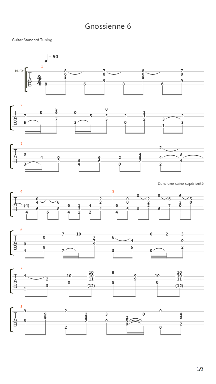 Gnossienne 6吉他谱