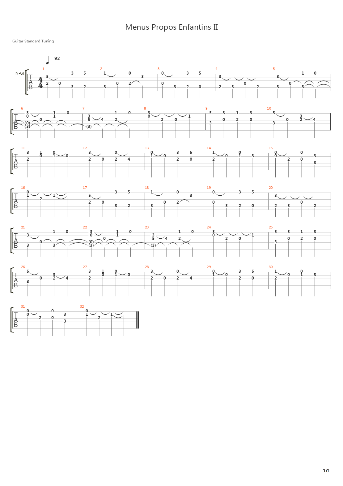 Menus Propos Enfantins 2吉他谱