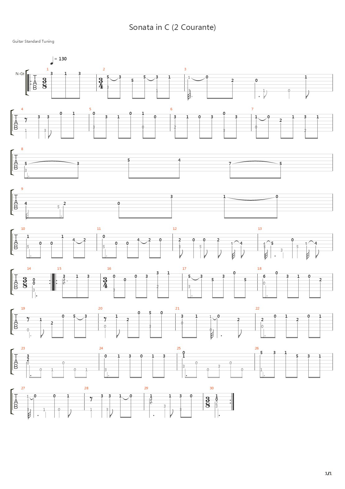 Sonata In C (2 Courante)吉他谱