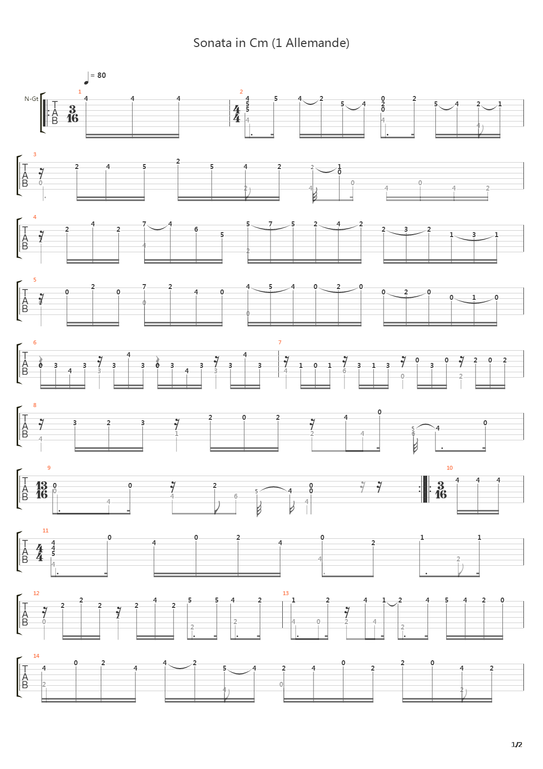 Sonata In Cm (1 Allemande)吉他谱