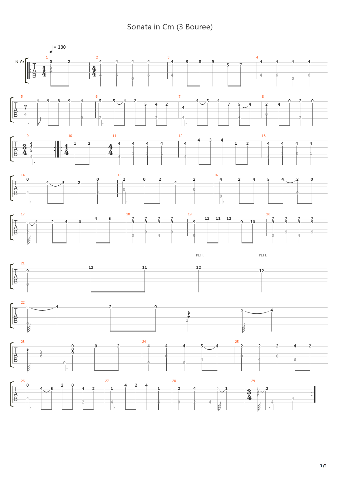 Sonata In Cm (3 Bouree)吉他谱