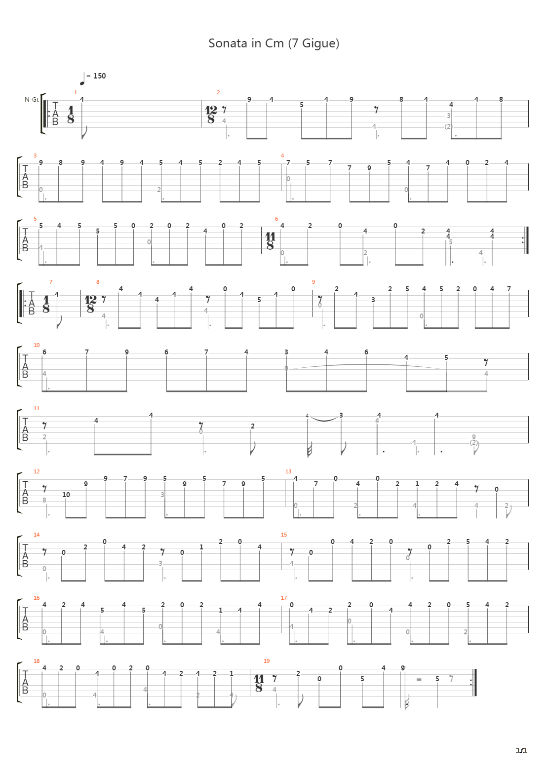 Sonata In Cm (7 Gigue)吉他谱