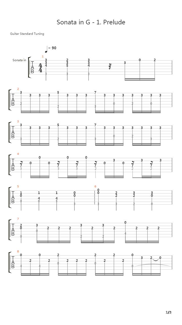 Sonata In G 1 Prelude吉他谱