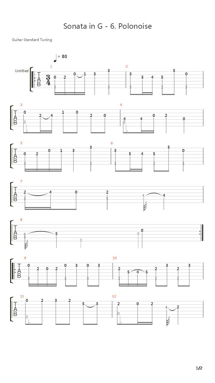 Sonata In G 6 Polonoise吉他谱