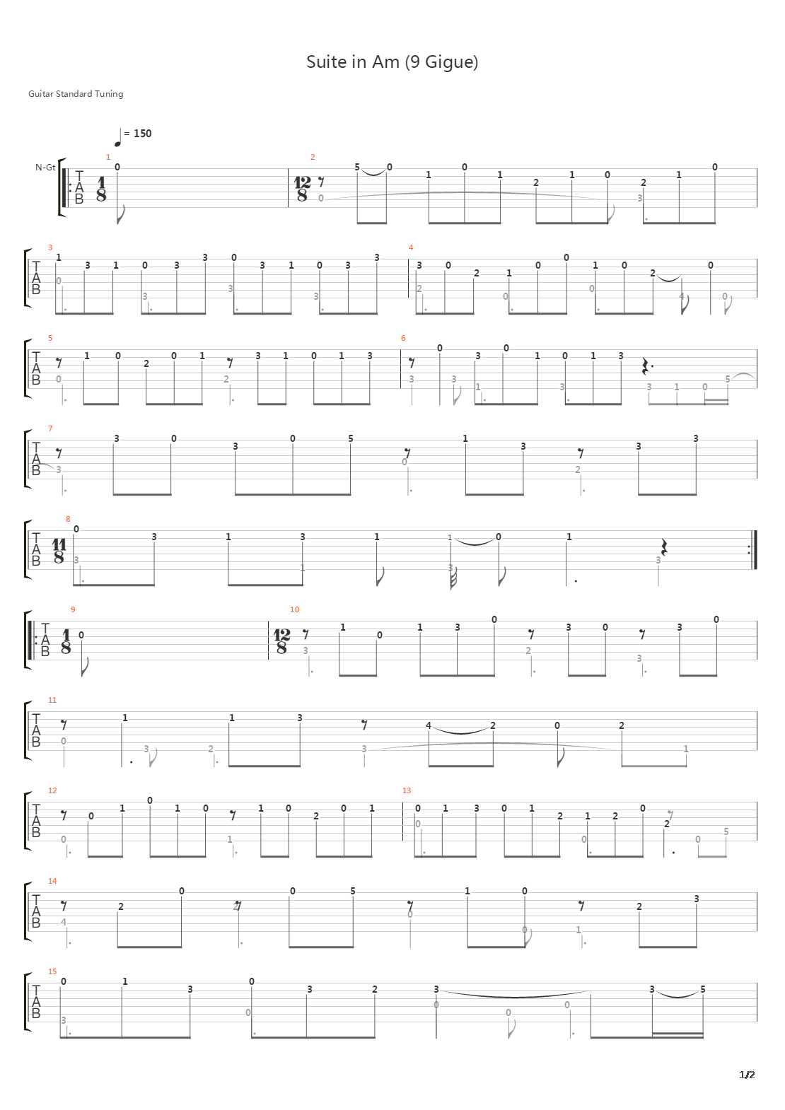 Suite In Am (9 Gigue)吉他谱