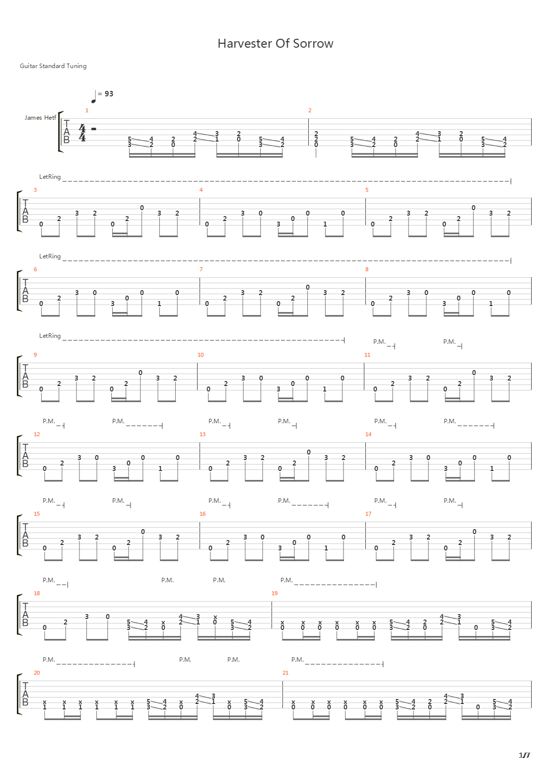 Harvester Of Sorrow吉他谱