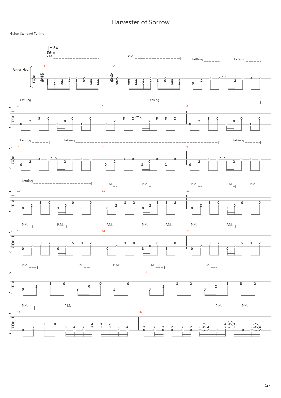Harvester Of Sorrow吉他谱