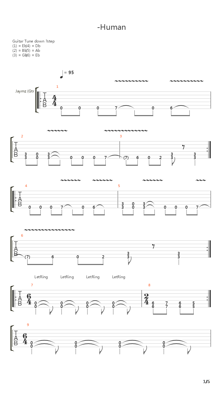 Human吉他谱