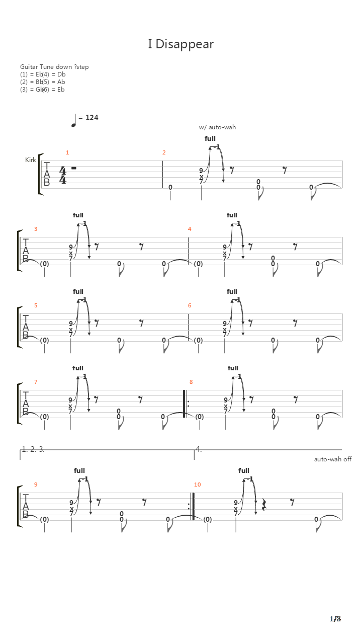 I Disappear吉他谱