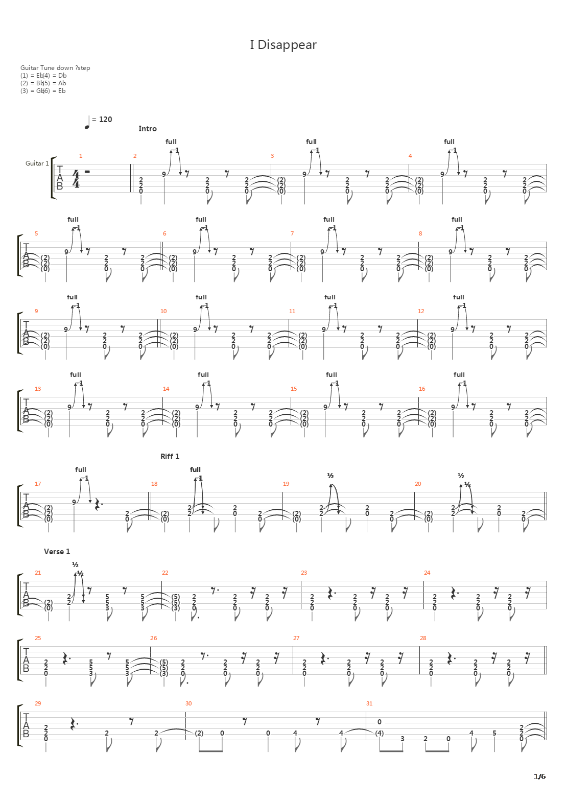 I Disappear吉他谱