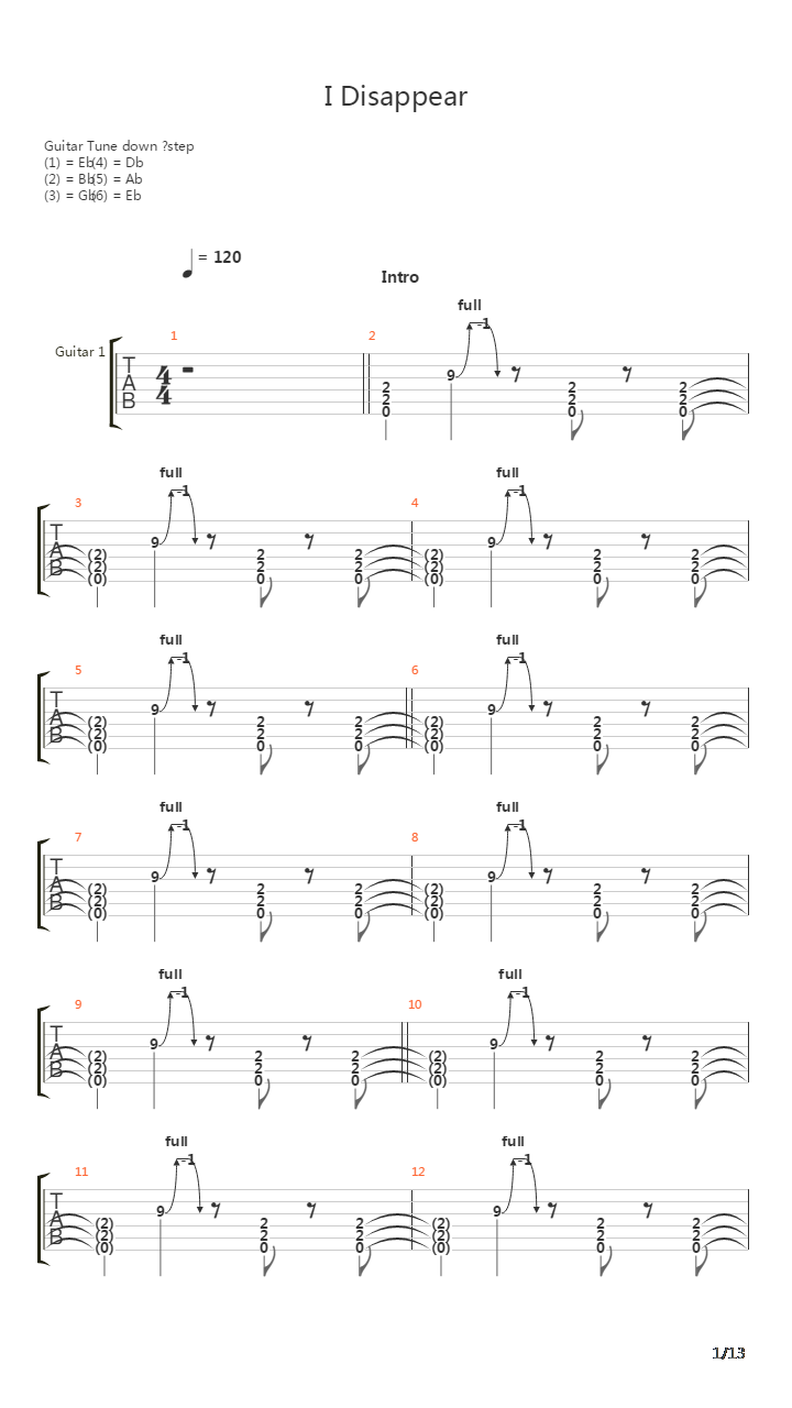 I Disappear吉他谱