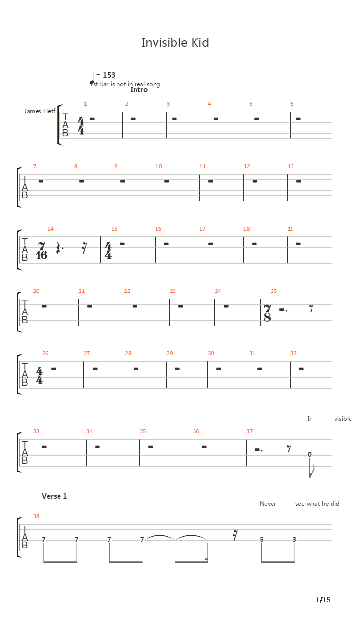 Invisible Kid吉他谱