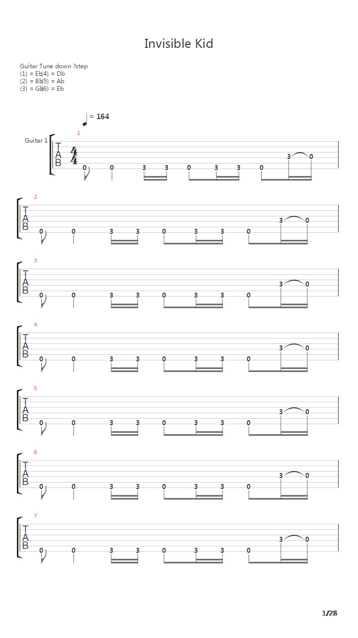 Invisible Kid吉他谱