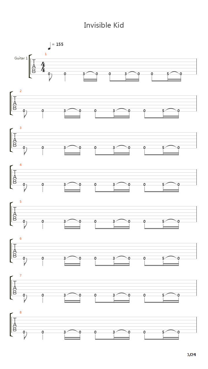 Invisible Kid吉他谱