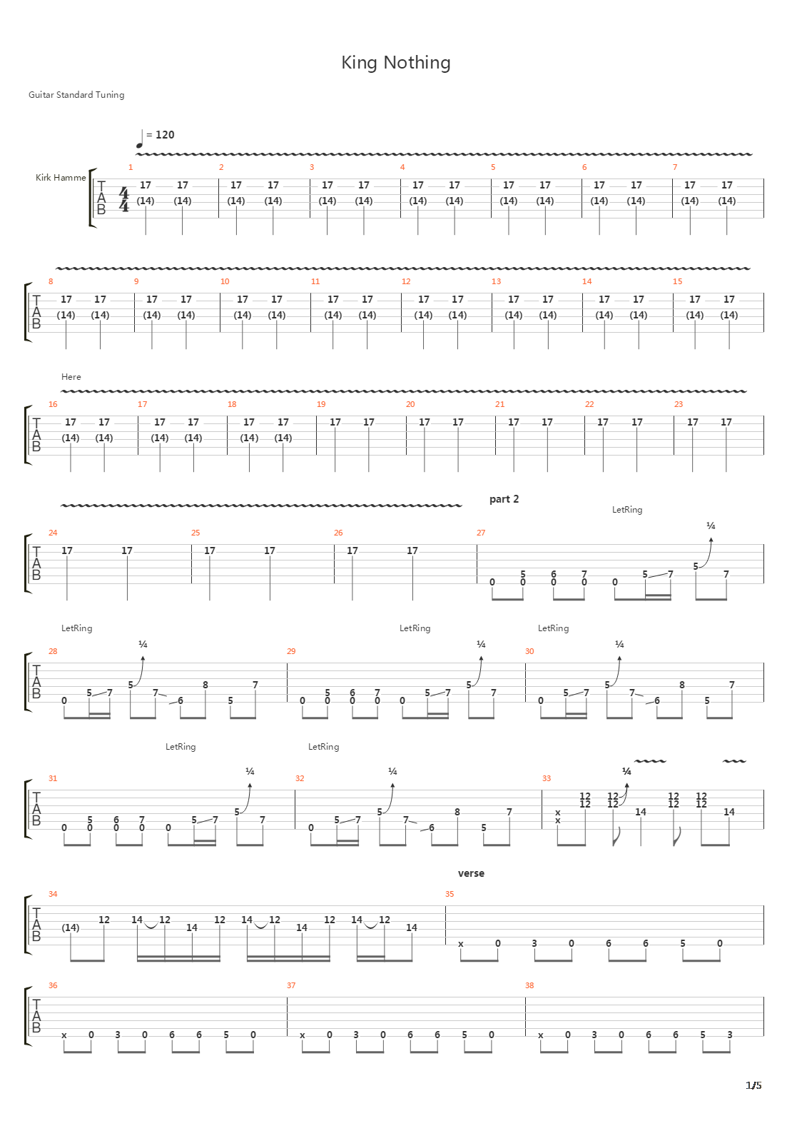 King Nothing吉他谱