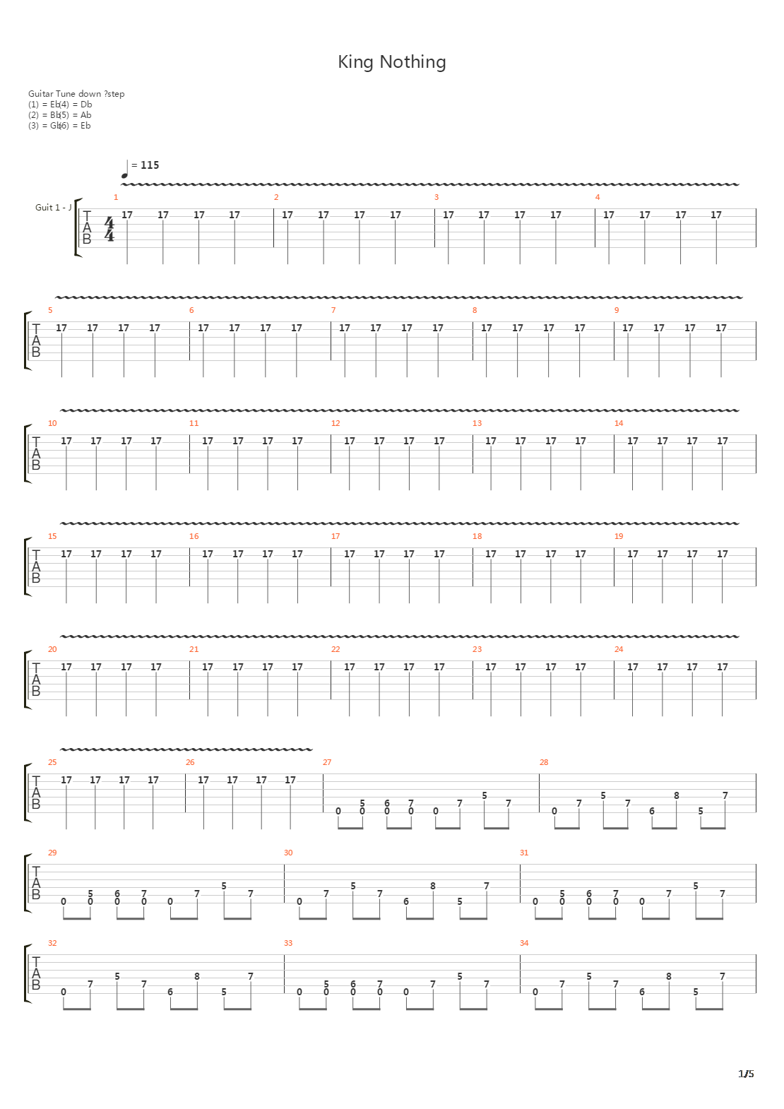 King Nothing吉他谱