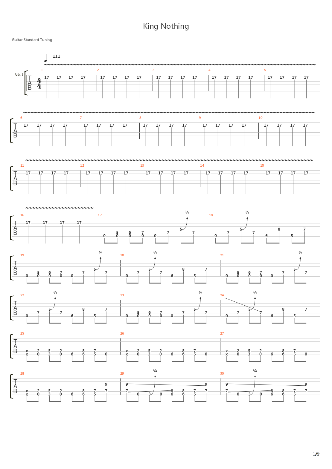 King Nothing吉他谱