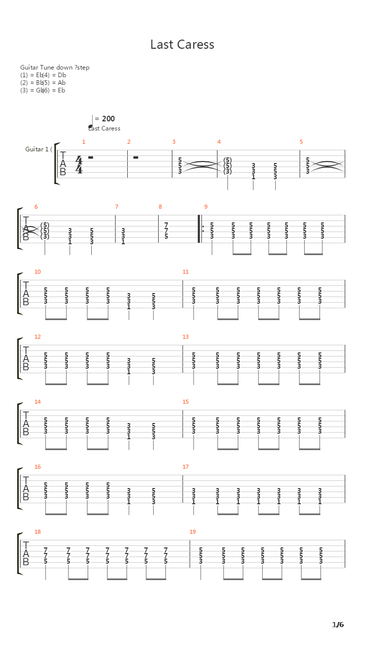 Last Caress吉他谱