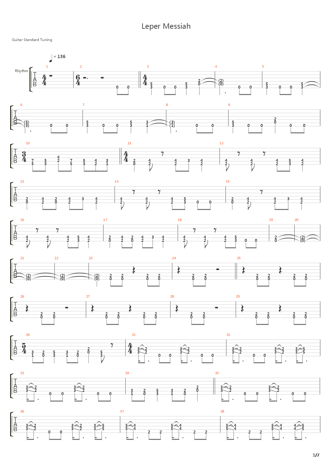 Leper Messiah吉他谱