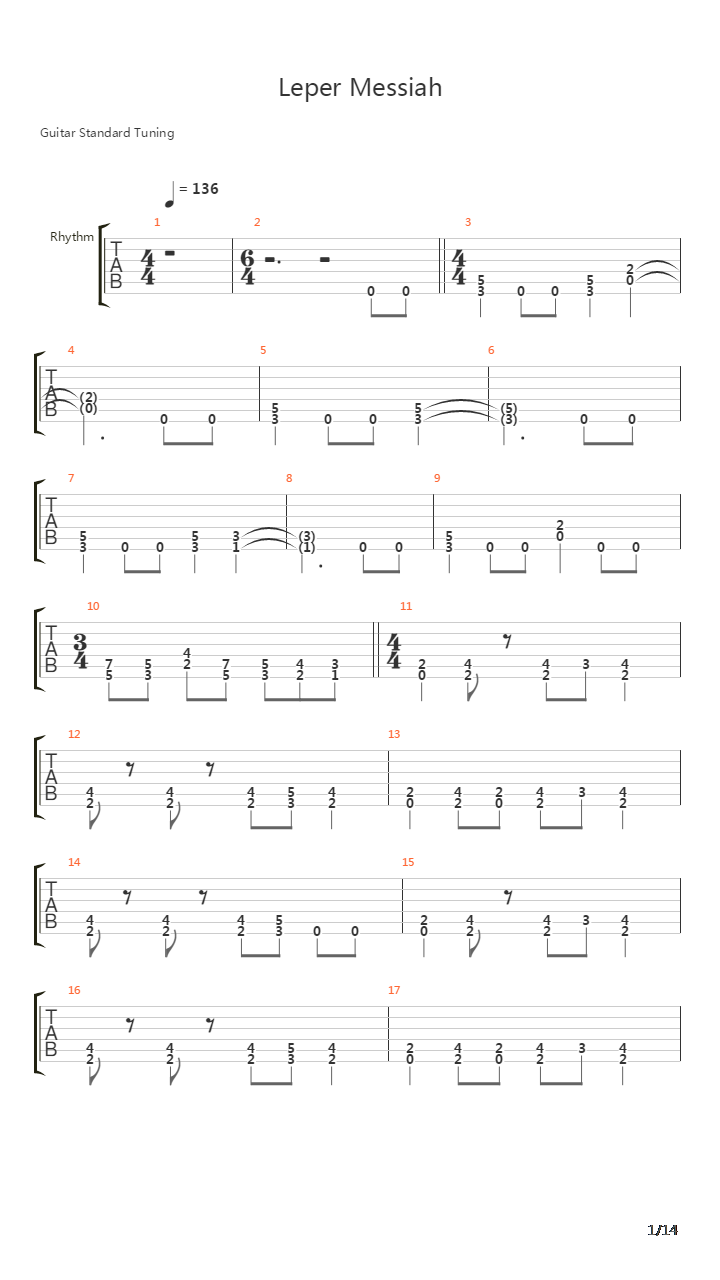 Leper Messiah吉他谱