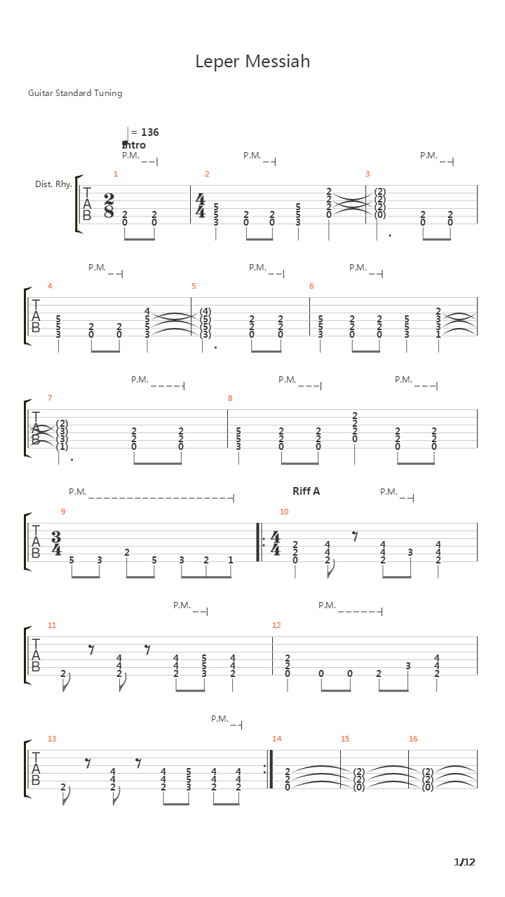 Leper Messiah吉他谱