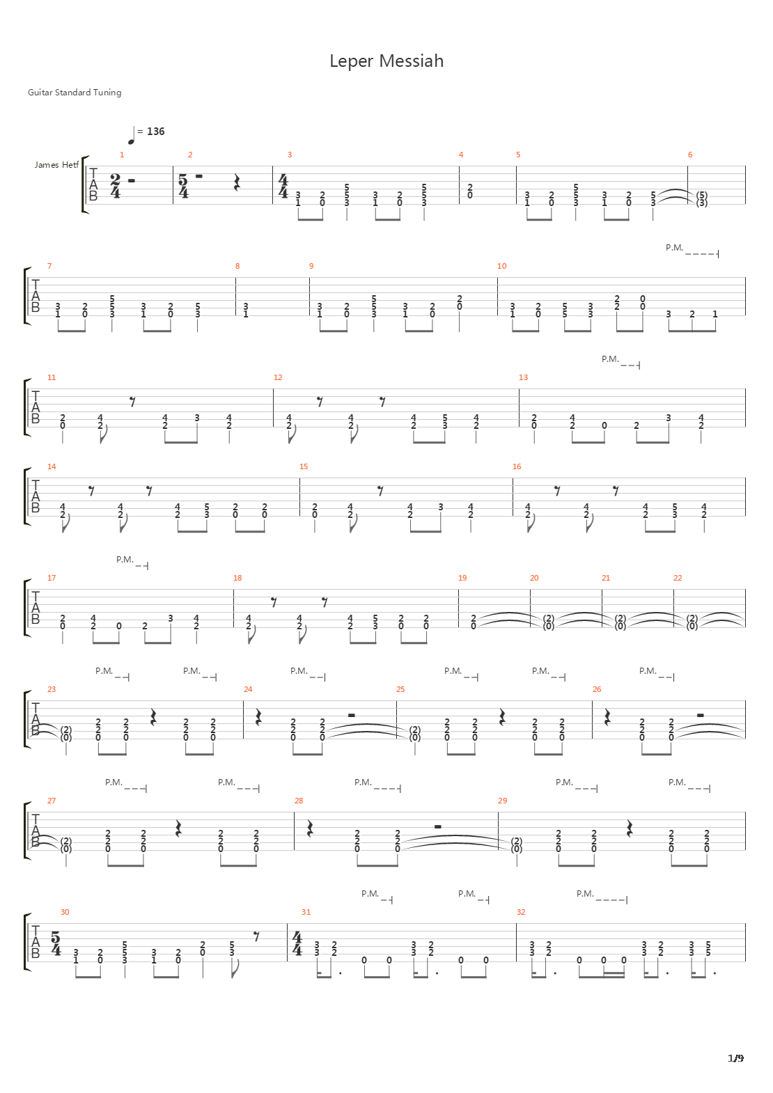 Leper Messiah吉他谱