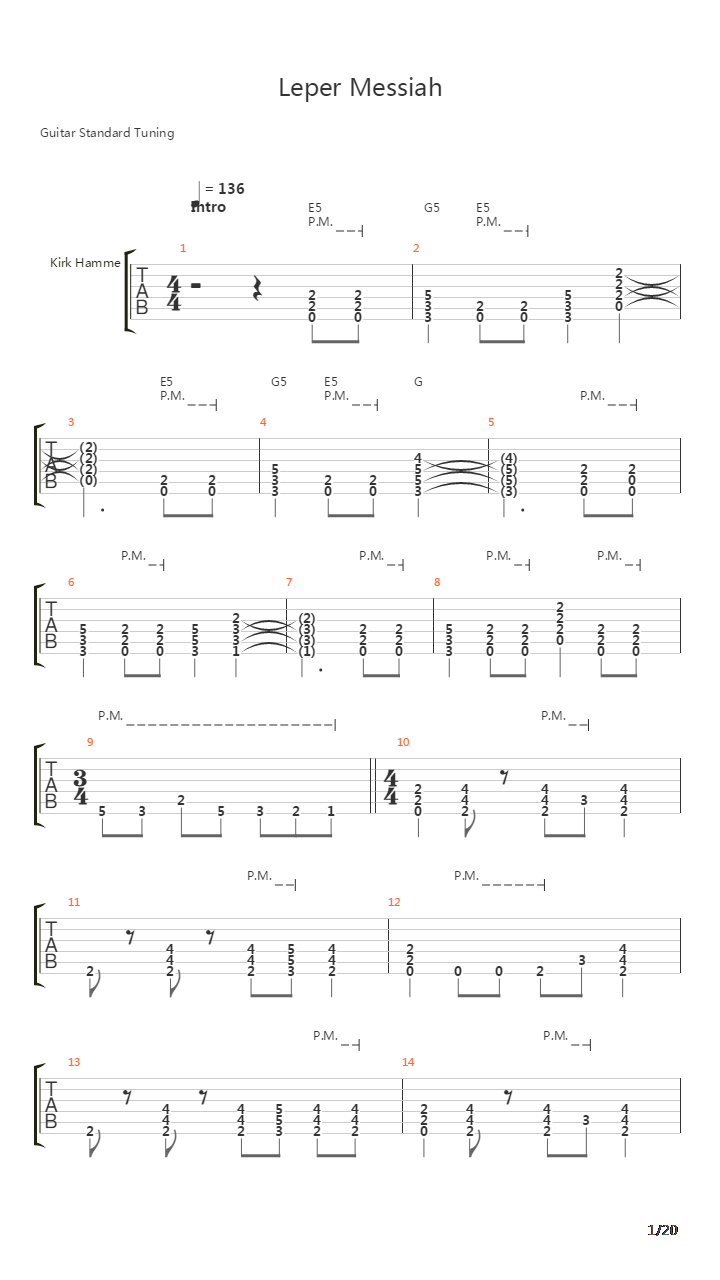 Leper Messiah吉他谱