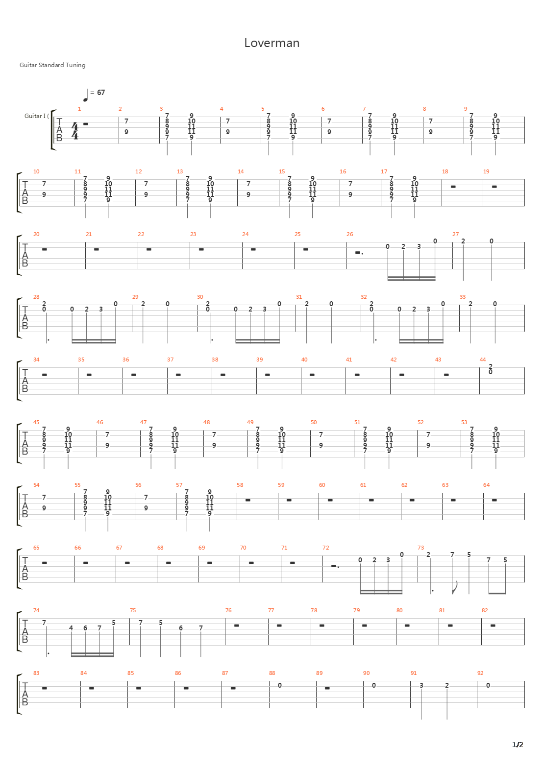 Loverman吉他谱