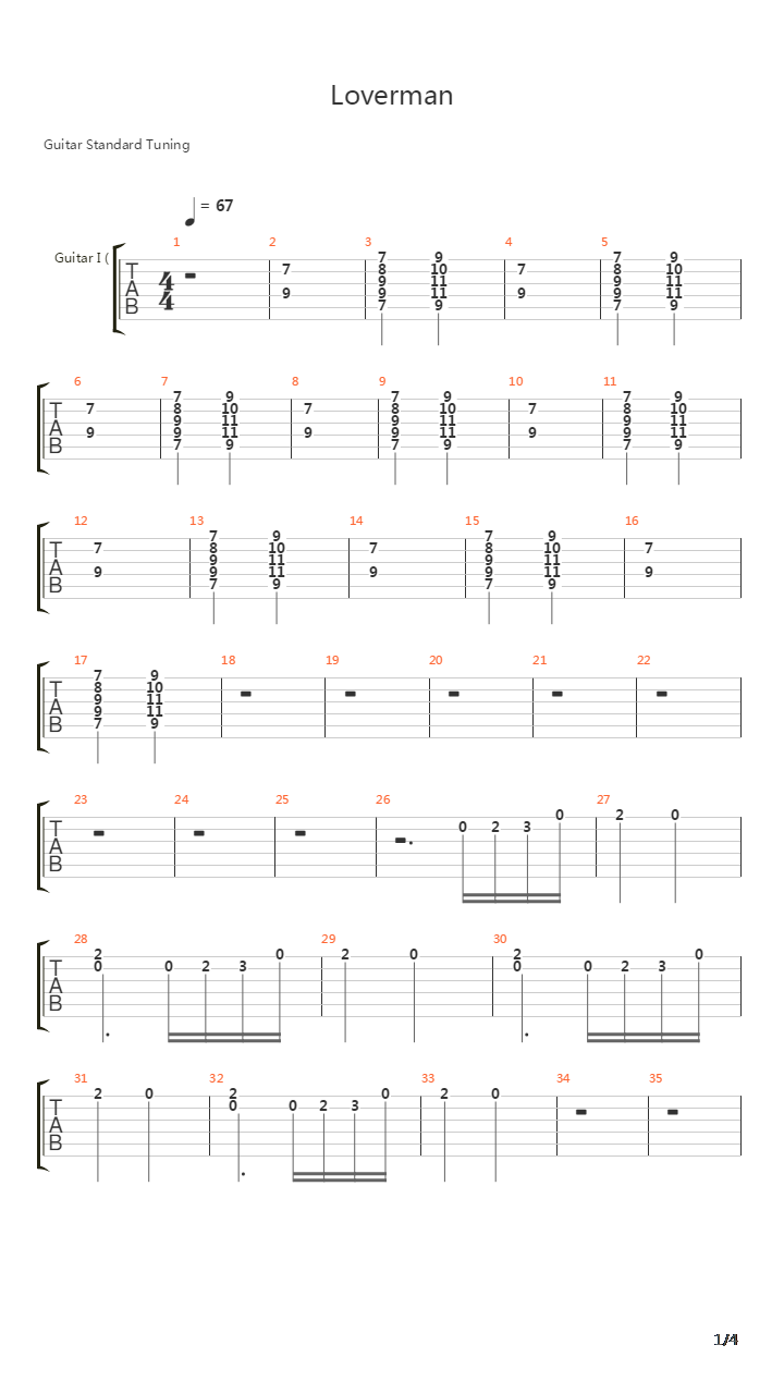 Loverman吉他谱