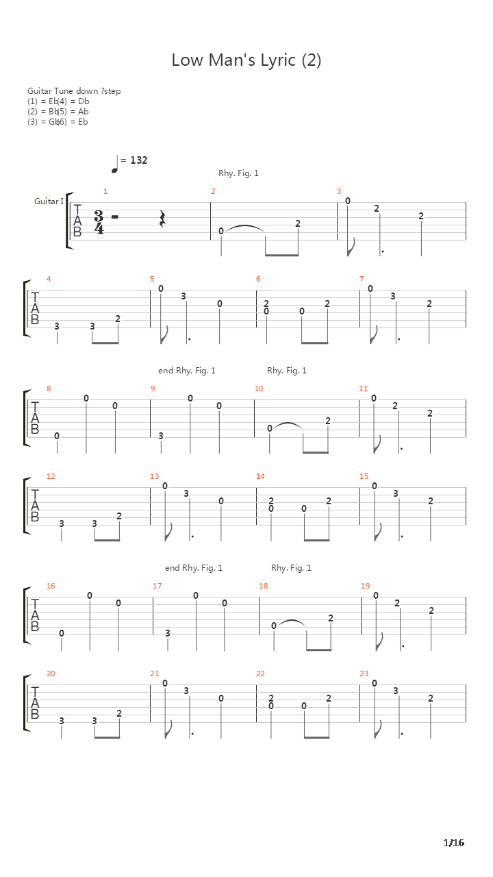 Low Mans Lyric吉他谱