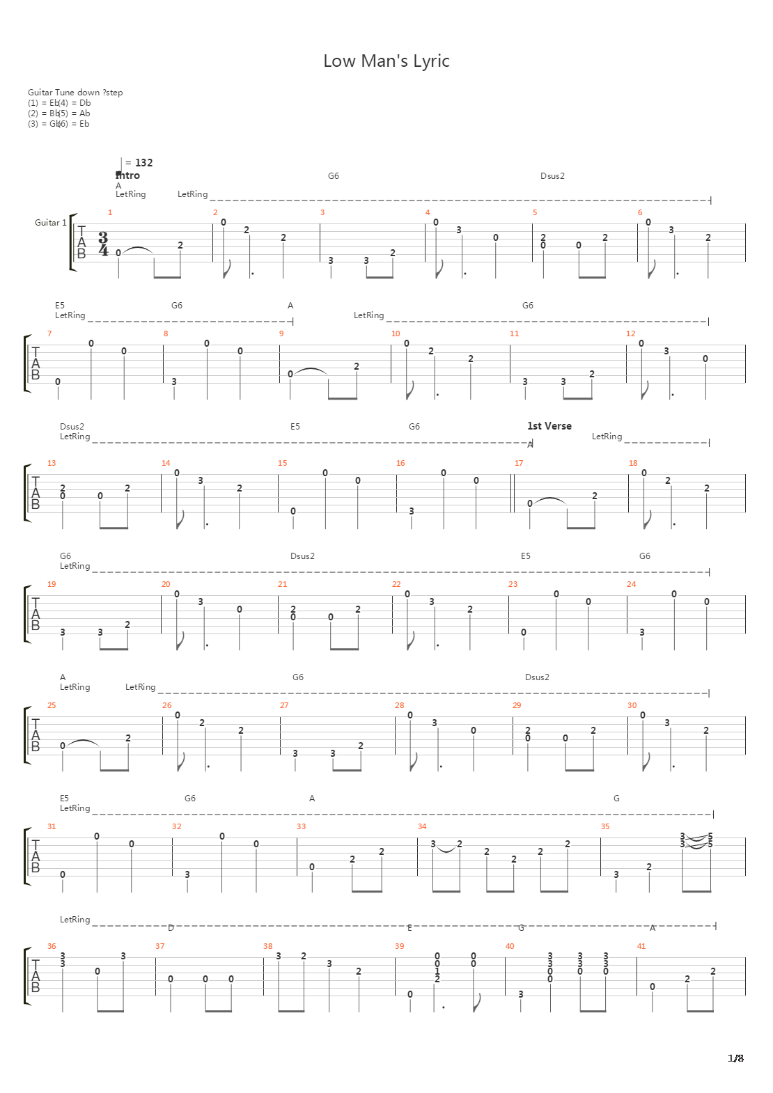 Low Mans Lyric吉他谱