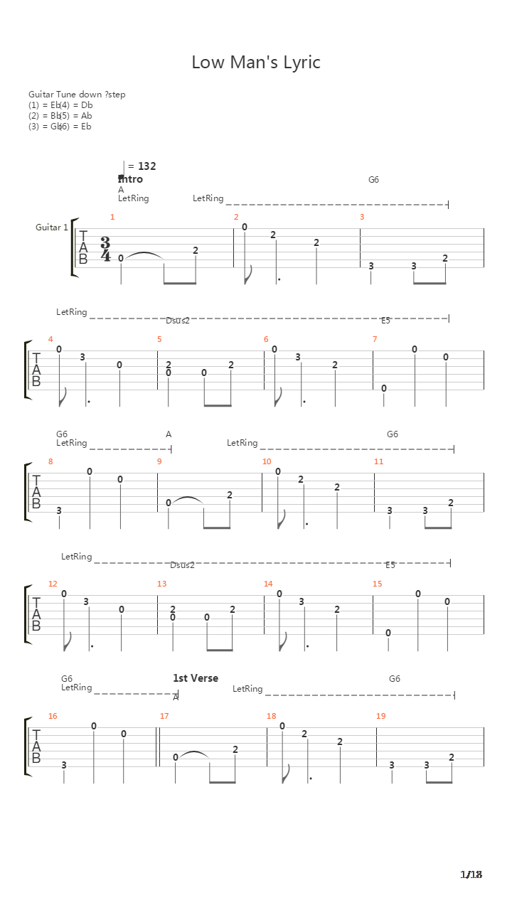 Low Mans Lyric吉他谱