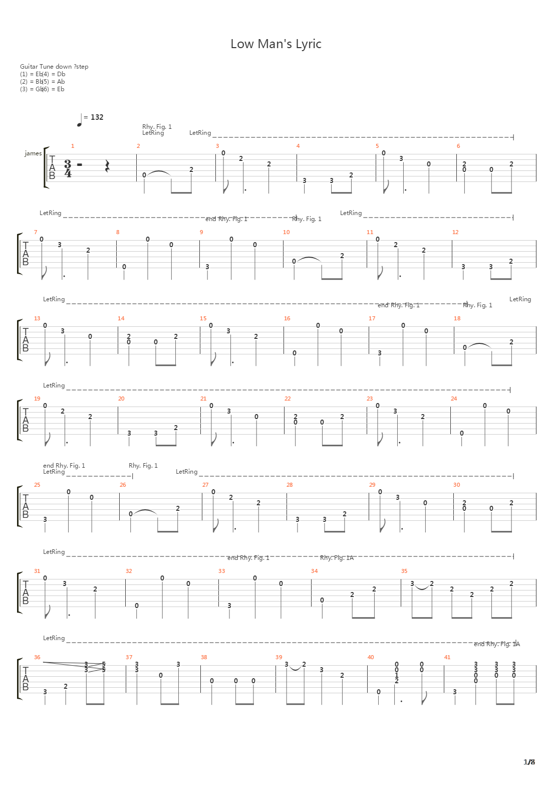 Low Mans Lyric吉他谱