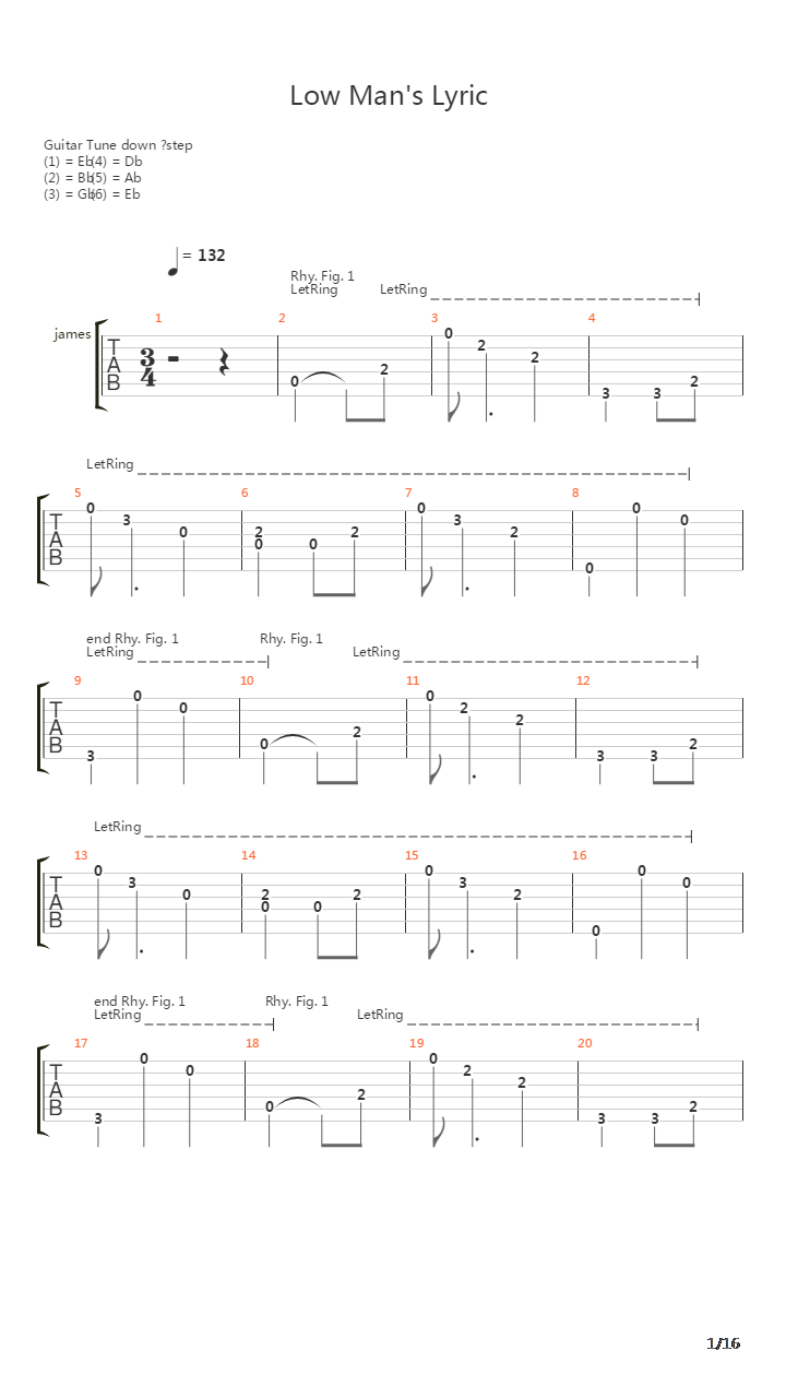 Low Mans Lyric吉他谱