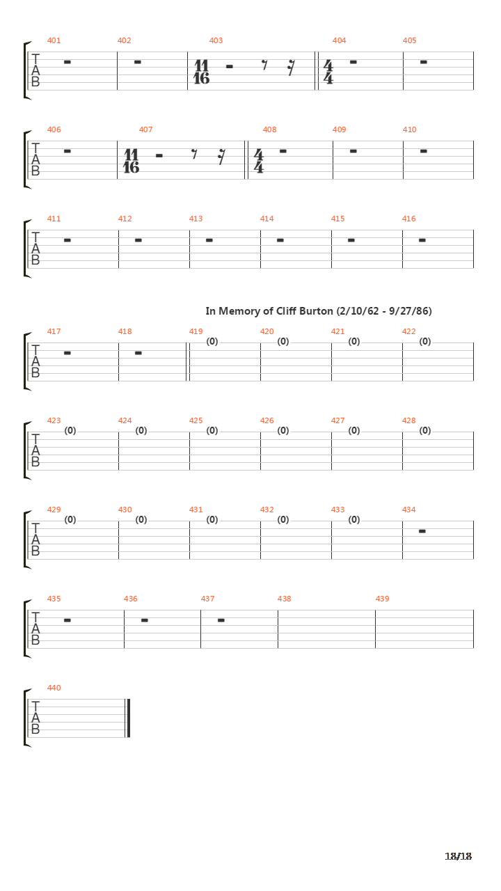 Master Of Puppets(12)吉他谱