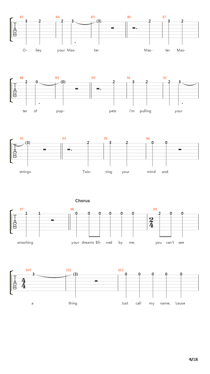 Master Of Puppets(12)吉他谱