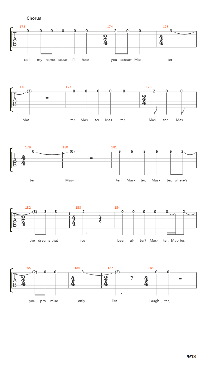 Master Of Puppets(12)吉他谱