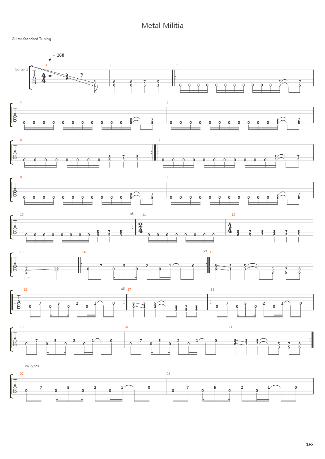 Metal Militia吉他谱