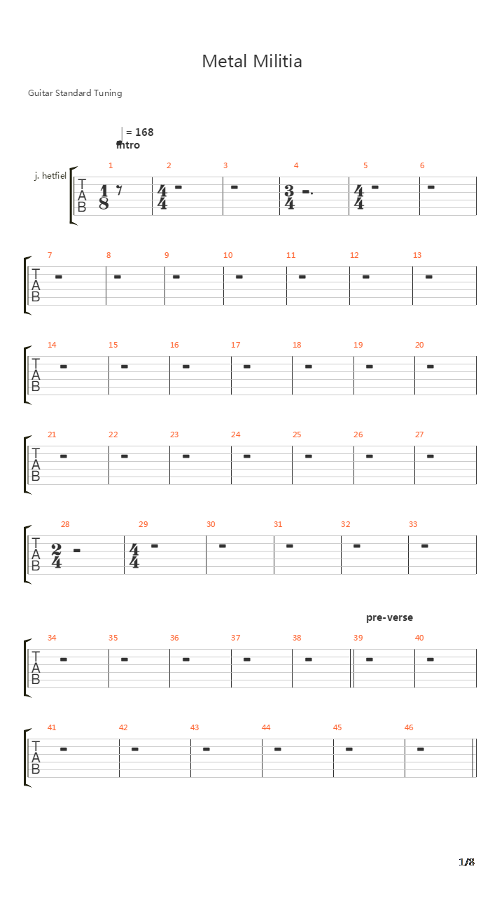 Metal Militia吉他谱