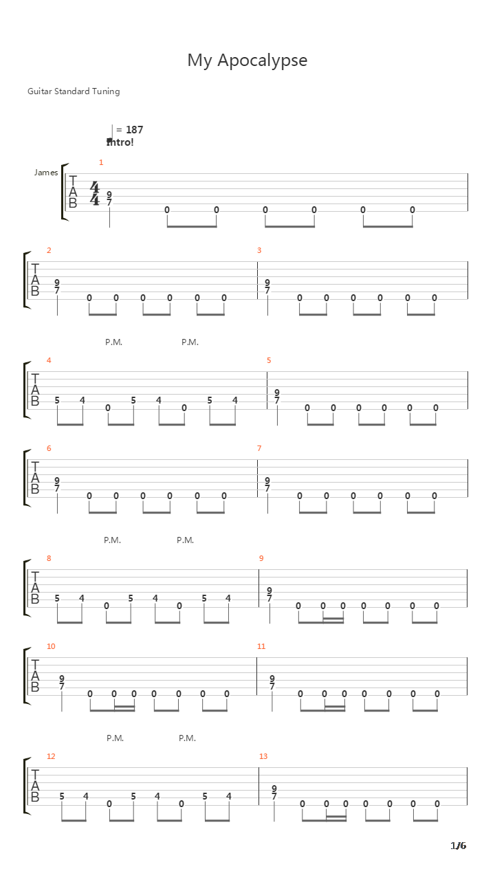 My Apocalypse吉他谱