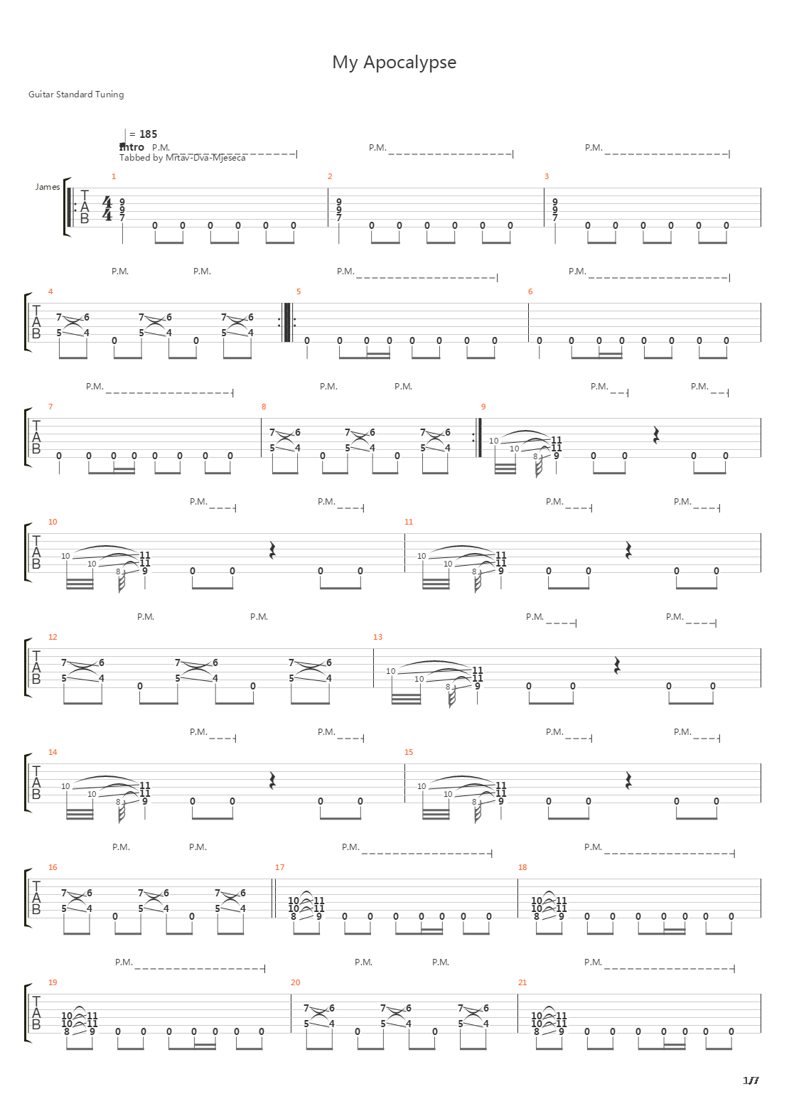 My Apocalypse吉他谱