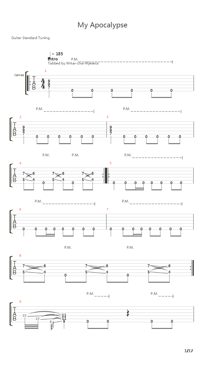 My Apocalypse吉他谱