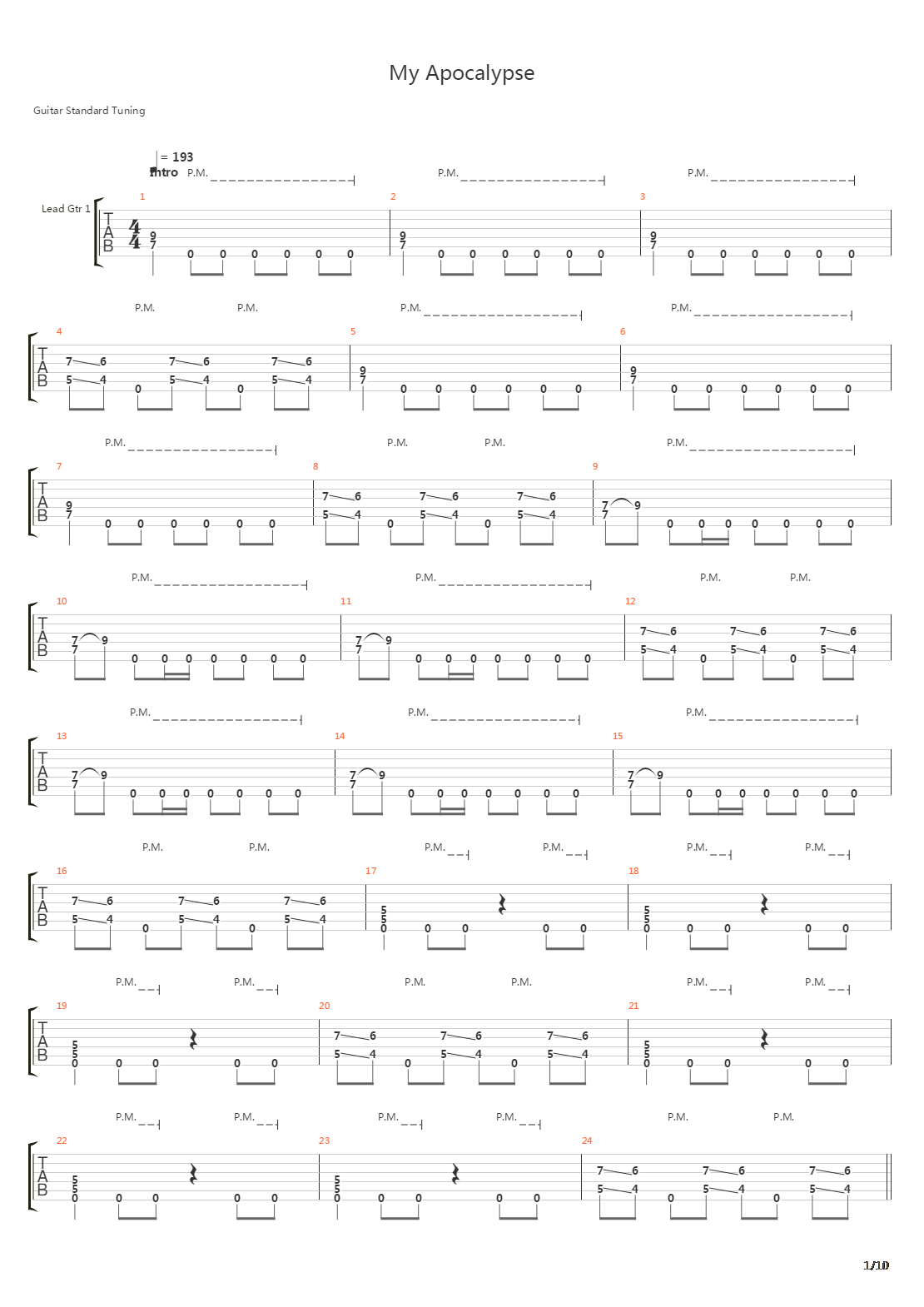 My Apocalypse吉他谱